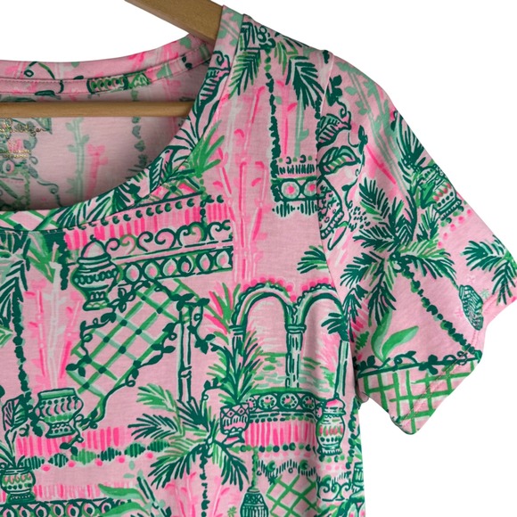 Lilly Pulitzer Cody T Shirt Dress Womens M Mandevilla Pink Palm Trellis Print - Picture 3 of 11